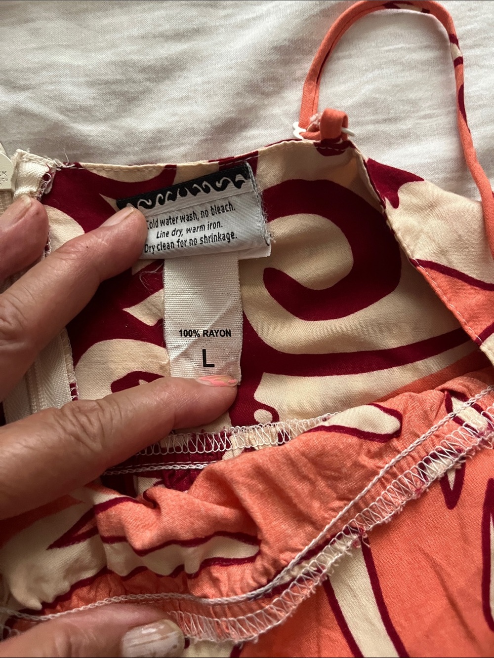 Manuhealii Tropical Coral Leaf Spaghetti Strap Dress L - Picture 5 of 8